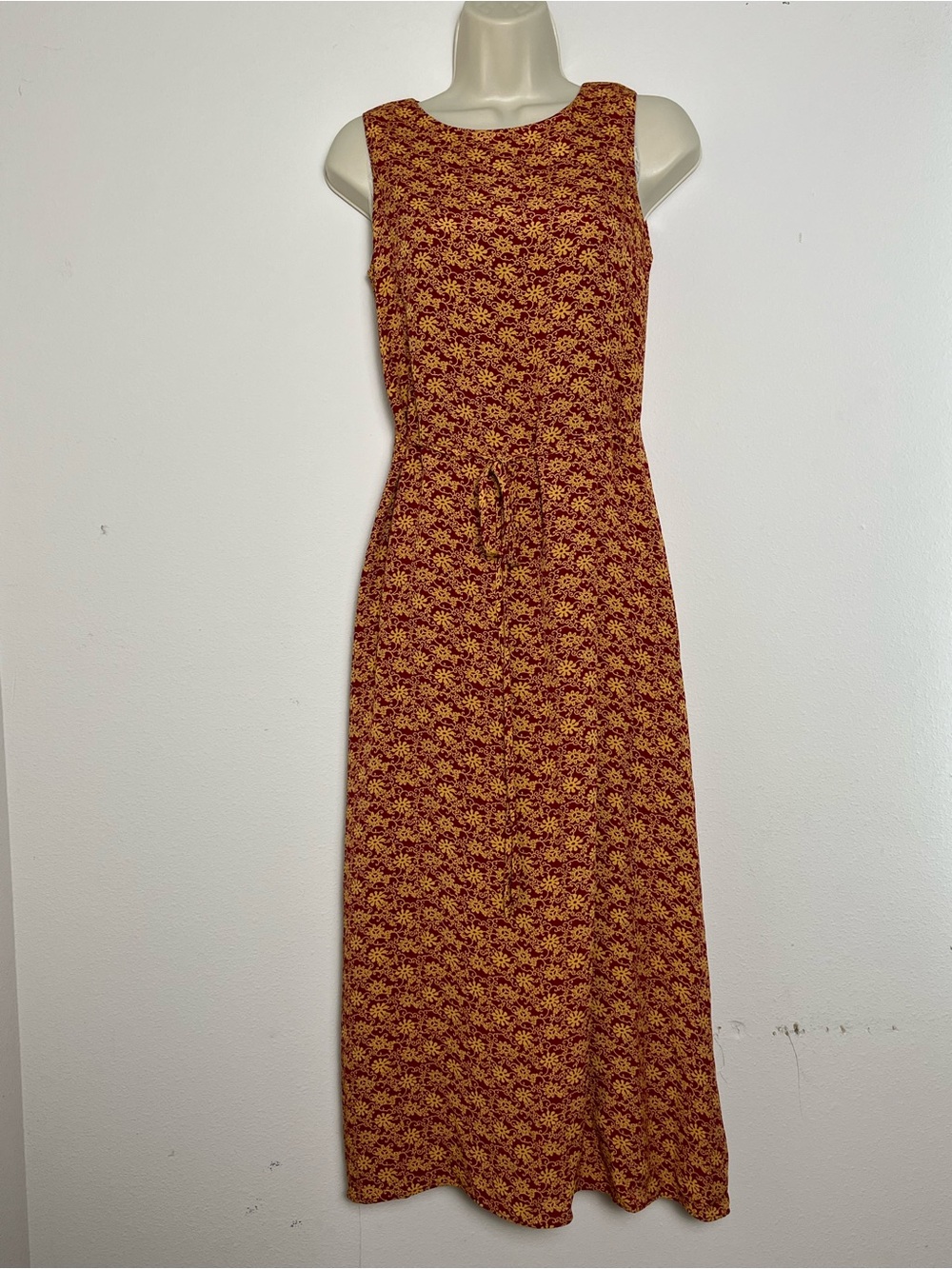 Vtg Petite Sophisticate Y2K Midi Dress Red Floral Minimal 90s Preppy Office Sz 2